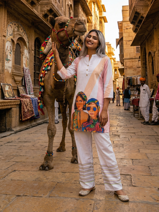 Jaipuri Printed Pure Cotton Kurta Pant Set Summer Special Rajasthan Inspired Ethnic Wear | Sizes M to XXL