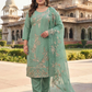 Women’s Mint Green Embroidered Kurta Pant Set with Dupatta | Plus Size 3XL-5XL