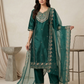 Emerald Green Heavy Embroidered Silk Blend Kurta Pant Set with Sheer Dupatta – Festive & Wedding Wear | Plus Size (3XL, 4XL, 5XL)
