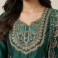 Emerald Green Heavy Embroidered Silk Blend Kurta Pant Set with Sheer Dupatta – Festive & Wedding Wear | Plus Size (3XL, 4XL, 5XL)