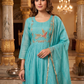 Elegant Sky Blue Embroidered Kurta Pant Dupatta Set for Women (M to XXL) by 3 Angel Fab LLP