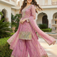 Jaipuri Blush Pink Embroidered Kurta Palazzo Set with Dupatta | Marriage and festive wear