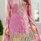 Jaipuri Blush Pink Embroidered Kurta Palazzo Set with Dupatta | Marriage and festive wear