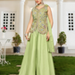Women’s Pistachio Green Embroidered Indo-Western Palazzo Set with Dupatta