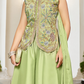 Women’s Pistachio Green Embroidered Indo-Western Palazzo Set with Dupatta
