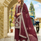 Women’s Maroon Embroidered Kurta Palazzo Set with Dupatta | Festive Wear Ensemble