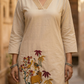 Beige Folk Embroidered Pure Cotton Kurta Pant Set | Summer Collection | Sizes M to XXL
