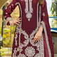 Women’s Maroon Embroidered Kurta Palazzo Set with Dupatta | Festive Wear Ensemble