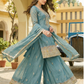 Women’s Teal Blue Embroidered Kurta Palazzo Set with Dupatta | Festive & Occasion Wear
