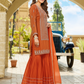 Women’s Rust Orange Embroidered Kurta Sharara Set with Dupatta | Festive & Occasion Wear