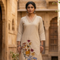 Beige Folk Embroidered Pure Cotton Kurta Pant Set | Summer Collection | Sizes M to XXL