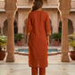 Elegant Rust Orange Embroidered Kurta Pant Dupatta Set for Women (M to XXL)