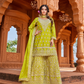 Olive Green Tissue Suit Set for Women | 3-Piece Kurta, Palazzo & Dupatta with Heavy Work | Festive & Wedding Wear