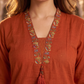 Elegant Rust Orange Embroidered Kurta Pant Dupatta Set for Women (M to XXL)