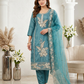 Elegant Teal Blue Embroidered Kurta Pant Dupatta Set for Women (M to XXL)