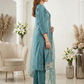Elegant Teal Blue Embroidered Kurta Pant Dupatta Set for Women (M to XXL)