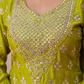 Olive Green Tissue Suit Set for Women | 3-Piece Kurta, Palazzo & Dupatta with Heavy Work | Festive & Wedding Wear