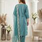 Elegant Teal Blue Embroidered Kurta Pant Dupatta Set for Women (M to XXL)