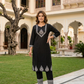 Classic Black Embroidered Kurta Pant Set for Women (M to XXL)