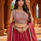 Wine Maroon Tissue Lehenga Set for Women | 3-Piece Lehenga, Blouse & Dupatta with Traditional Work | Wedding & Festive Wear