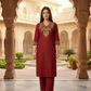 Maroon Embroidered Ethnic Kurta Pant Set for Women (M to XXL) by 3 Angel FAB LLP