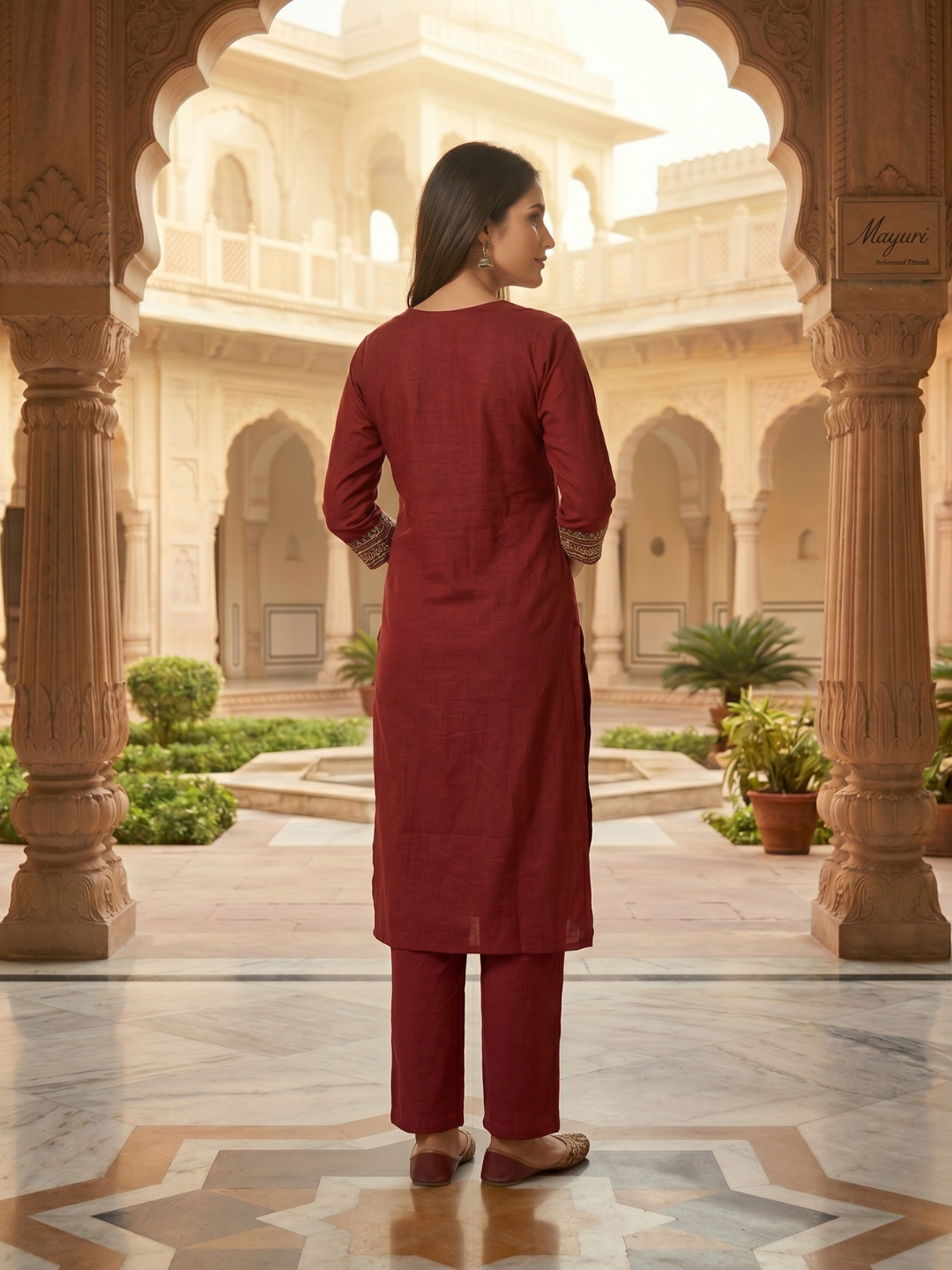 Maroon Embroidered Ethnic Kurta Pant Set for Women (M to XXL) by 3 Angel FAB LLP