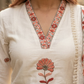 Ivory Red Floral Embroidered Pure Cotton Kurta Pant Set with Dupatta Summer Special Ethnic Wear | Sizes M to XXL