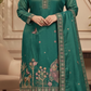Emerald Green Embroidered Silk Blend Kurta Pant Set with Dupatta – Plus Size (3XL, 4XL, 5XL)