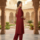Maroon Embroidered Ethnic Kurta Pant Set for Women (M to XXL) by 3 Angel FAB LLP