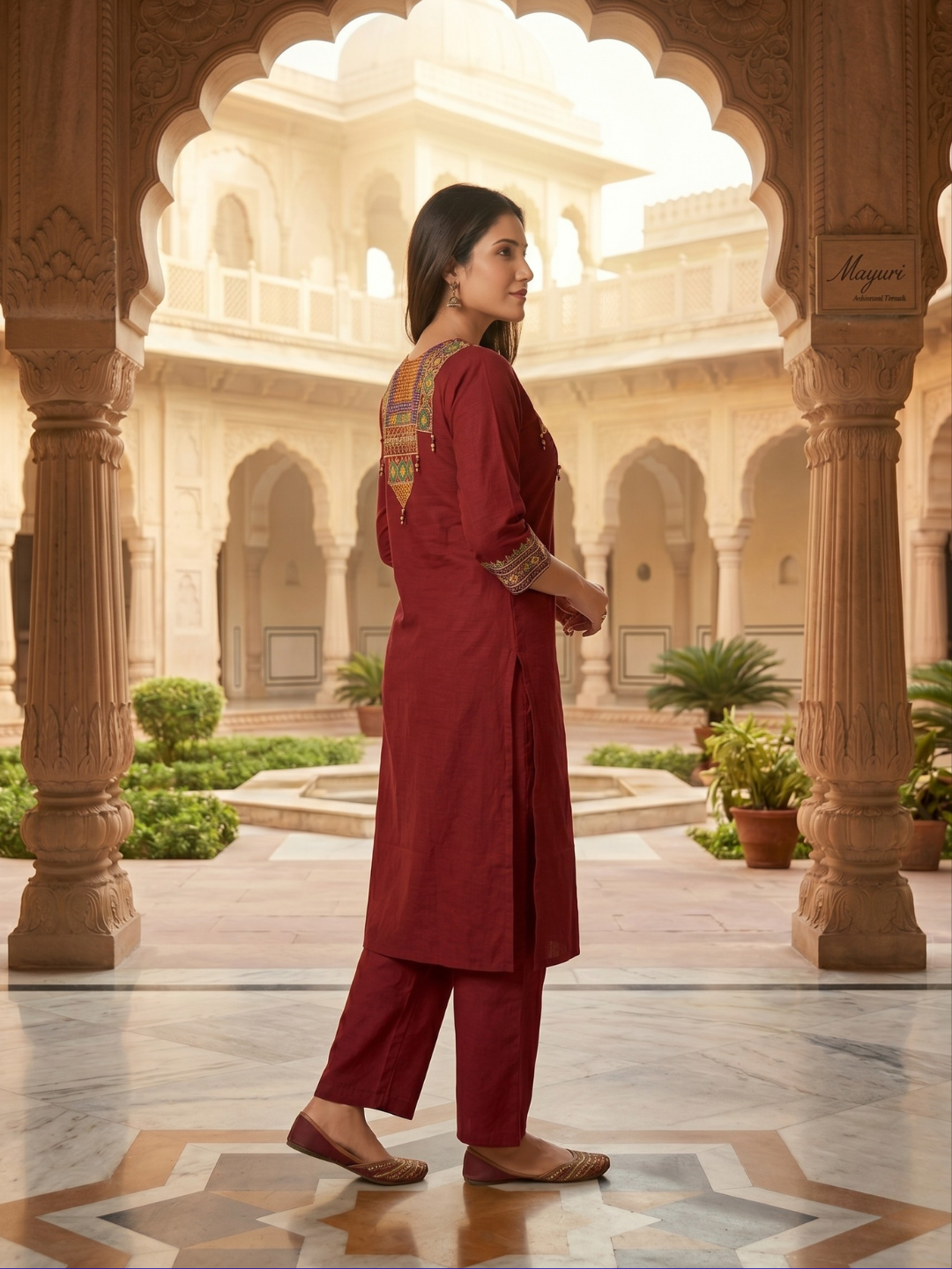 Maroon Embroidered Ethnic Kurta Pant Set for Women (M to XXL) by 3 Angel FAB LLP