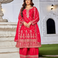 Crimson Red Tissue Suit Set for Women | 3-Piece Kurta, Palazzo & Dupatta with Traditional Work | Festive & Wedding Wear