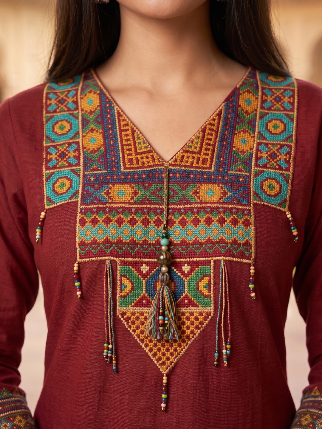 Maroon Embroidered Ethnic Kurta Pant Set for Women (M to XXL) by 3 Angel FAB LLP