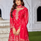 Crimson Red Tissue Suit Set for Women | 3-Piece Kurta, Palazzo & Dupatta with Traditional Work | Festive & Wedding Wear