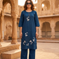 Navy Blue Embroidered Straight Kurta Pant Set for Women (M to XXL) | Summer Collection