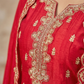 Crimson Red Tissue Suit Set for Women | 3-Piece Kurta, Palazzo & Dupatta with Traditional Work | Festive & Wedding Wear