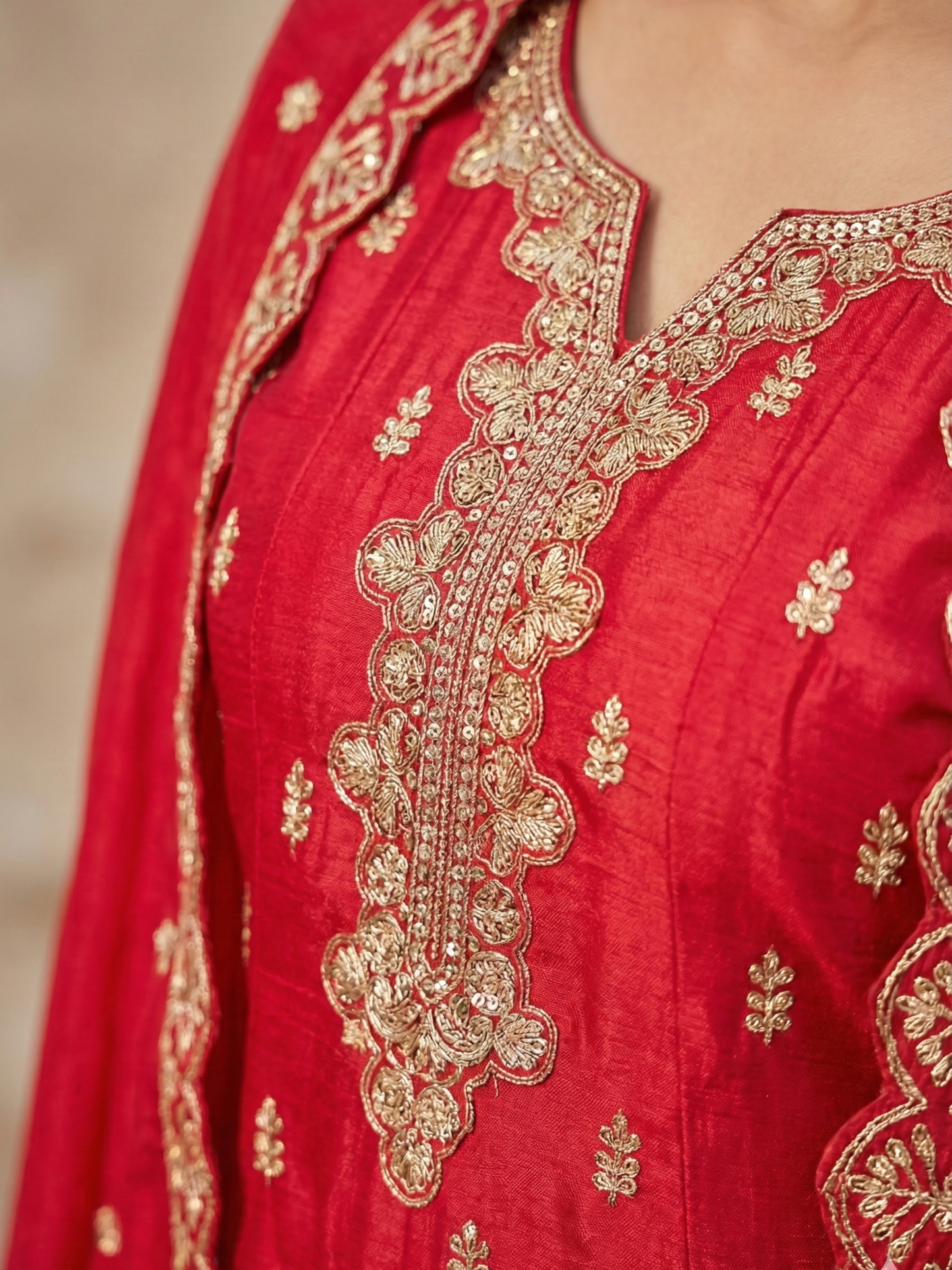 Crimson Red Tissue Suit Set for Women | 3-Piece Kurta, Palazzo & Dupatta with Traditional Work | Festive & Wedding Wear