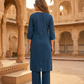 Navy Blue Embroidered Straight Kurta Pant Set for Women (M to XXL) | Summer Collection