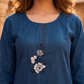 Navy Blue Embroidered Straight Kurta Pant Set for Women (M to XXL) | Summer Collection
