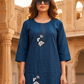 Navy Blue Embroidered Straight Kurta Pant Set for Women (M to XXL) | Summer Collection