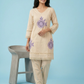 Beige Floral Embroidered Cotton Blend Kurta Pant Set – Elegant Daily & Festive Wear | Sizes M to XXL | Summer Special