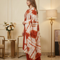 Rust Orange Printed Kurta Pant Set with Tie-Dye Dupatta for Women (M to XXL)