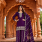 Purple Ethnic Set with Border Work | Straight Kurta, Dupatta and Palazzo | Festive Wear