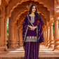 Purple Ethnic Set with Border Work | Straight Kurta, Dupatta and Palazzo | Festive Wear