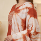Rust Orange Printed Kurta Pant Set with Tie-Dye Dupatta for Women (M to XXL)