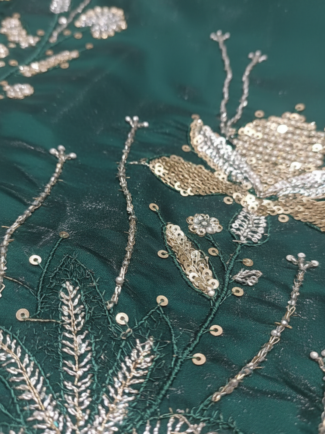 Deep Bottle Green Embroidered Kurta Pant Set with Printed Dupatta - Available in Plus Sizes by 3 Angel Fab LLP