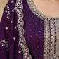 Purple Ethnic Set with Border Work | Straight Kurta, Dupatta and Palazzo | Festive Wear