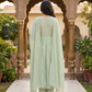Mint Green Embroidered Anarkali Kurta Pant Set with Dupatta for Women (M to XXL)