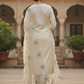 Elegant Ivory Floral Embroidered Kurta Pant Set with Dupatta – Plus Size (3XL, 4XL, 5XL)
