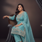 Aqua Mist Embroidered Kurta Pant Set with Graceful Dupatta - 3XL, 4XL, 5XL Collection