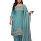 Aqua Mist Embroidered Kurta Pant Set with Graceful Dupatta - 3XL, 4XL, 5XL Collection